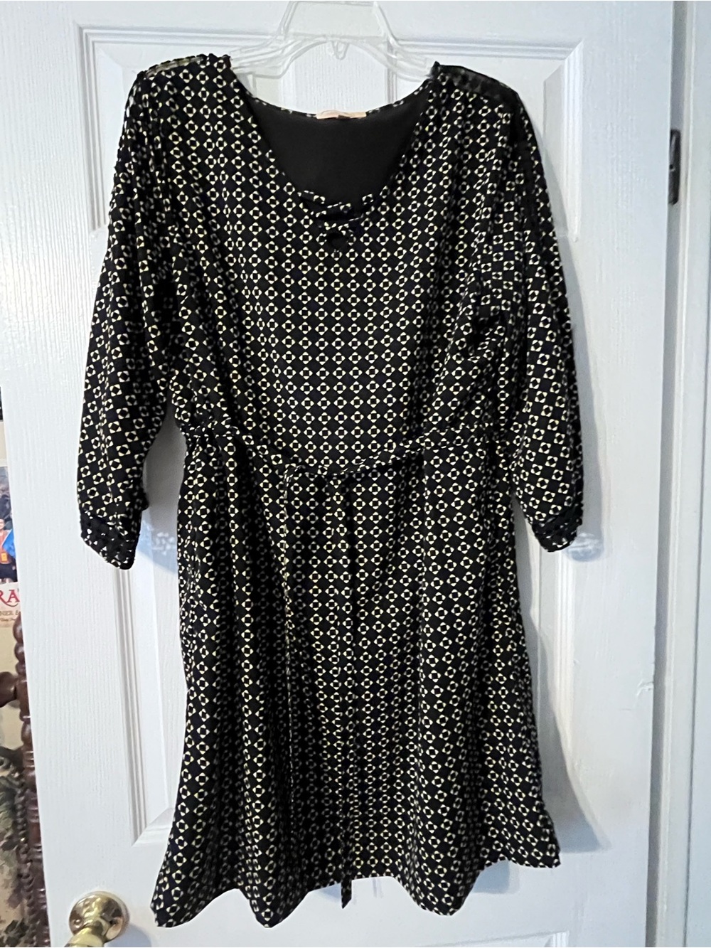 Black and beige Patterned Women's Dress